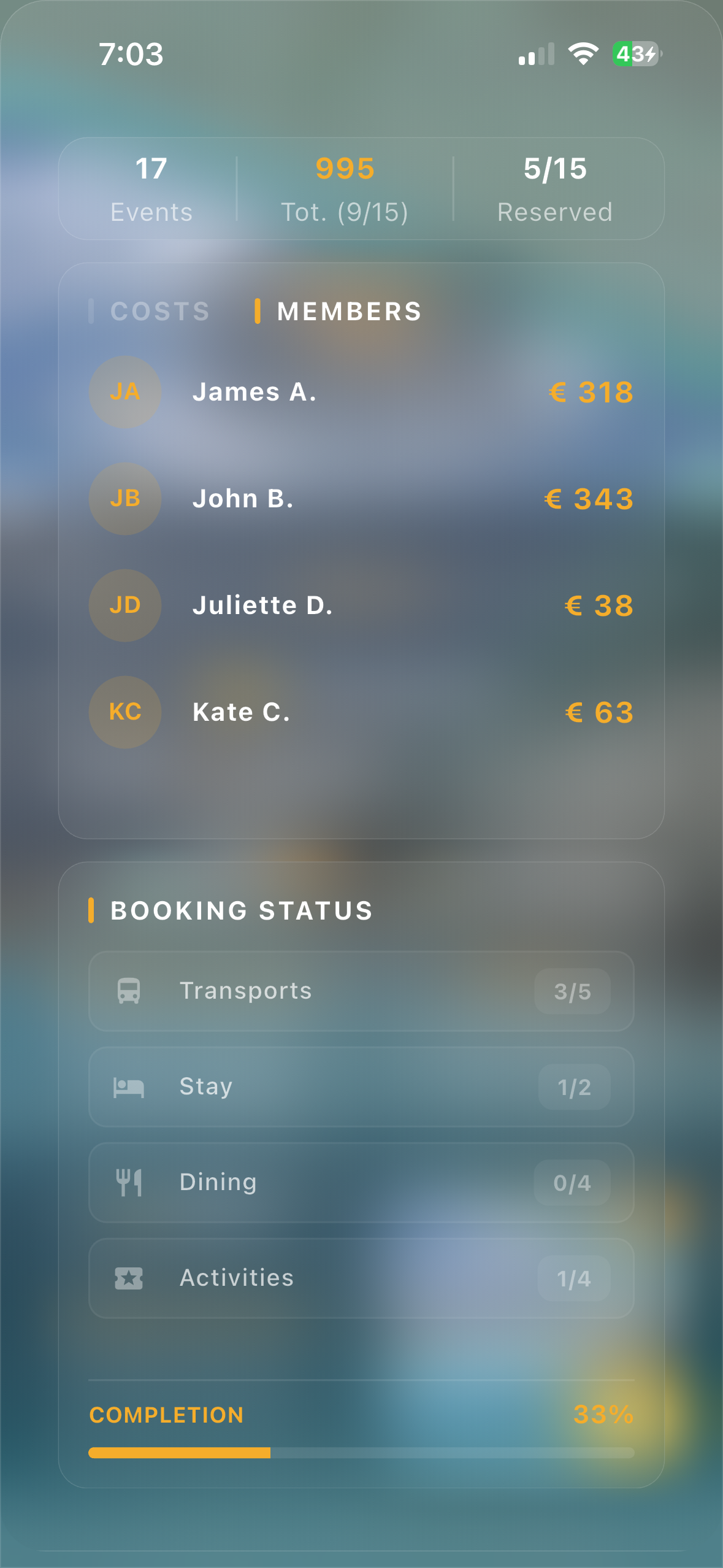 Overview Costs Booking Two